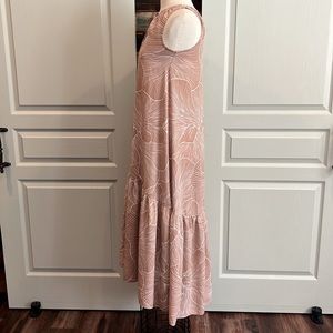 Prologue dress XS botanical tiered loose flowy washable comfy baggy white tan
